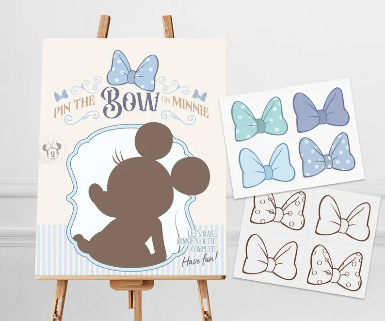 Printable Put the Bow on Minnie Game, Minnie and Mickey Birthday Game, Disneyland Baby Shower Gam... | Etsy (US)