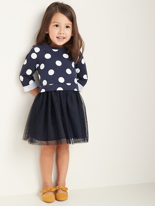 Polka-Dot 2-in-1 Sweatshirt Tutu Dress for Toddler Girls | Old Navy (US)