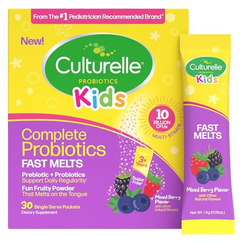 Culturelle® Kids Complete Probiotics Fast Melts Mixed Berry Flavor 30 Count Sugar Free‡ Prebiotic + Probiotic Powder for Digestive and Immune Health, Supports Daily Regularity * | Amazon (US)