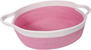 Click for more info about Goodpick Small Woven Basket | Cute Pink Rope Basket | Cotton Basket | Room Storage Basket | Chest...