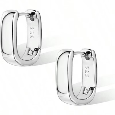 Sterling Silver Earrings, Small Chunky Hoops for Women, Hypoallergenic Gifts Silver Standard | Target
