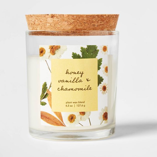 Glass Candle with Cork Lid Honey Vanilla and Chamomile - Threshold™ | Target