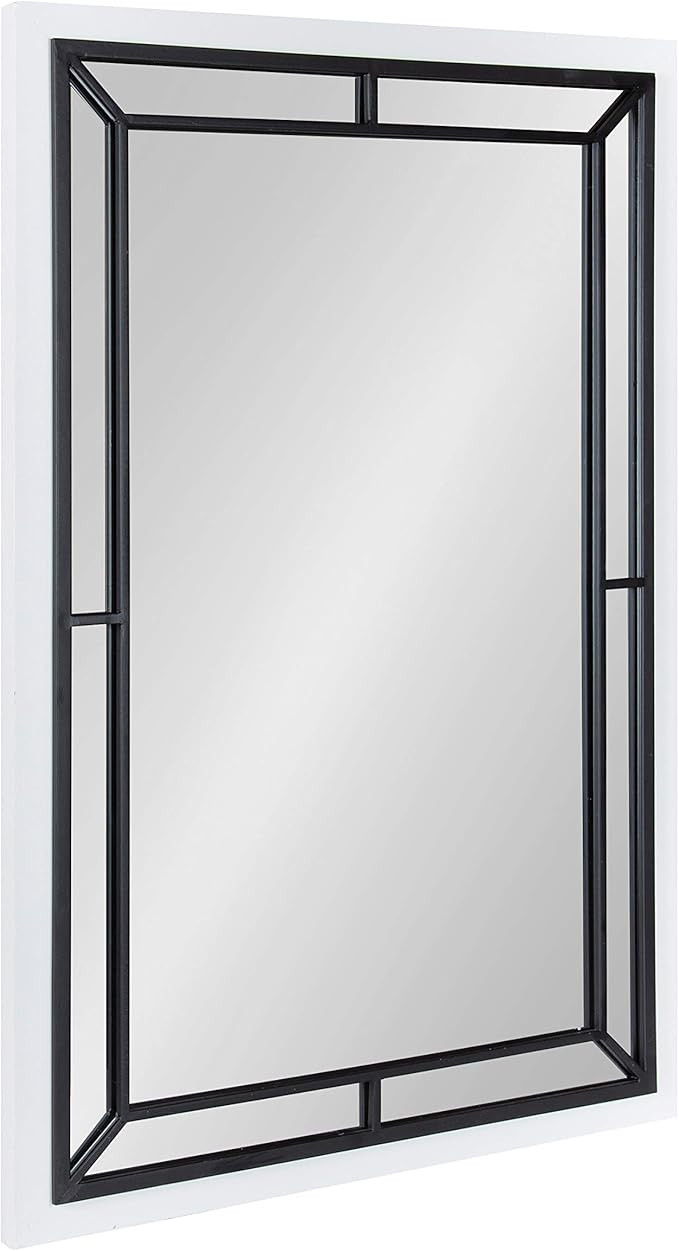 Kate and Laurel Audubon Modern Rectangle Wall Mirror, 24 x 36, White, Coastal Farmhouse Mirror fo... | Amazon (US)