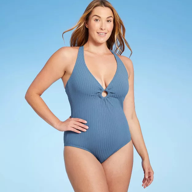Women's Wide Ribbed Ring Medium Coverage One Piece Swimsuit - Kona Sol™ | Target