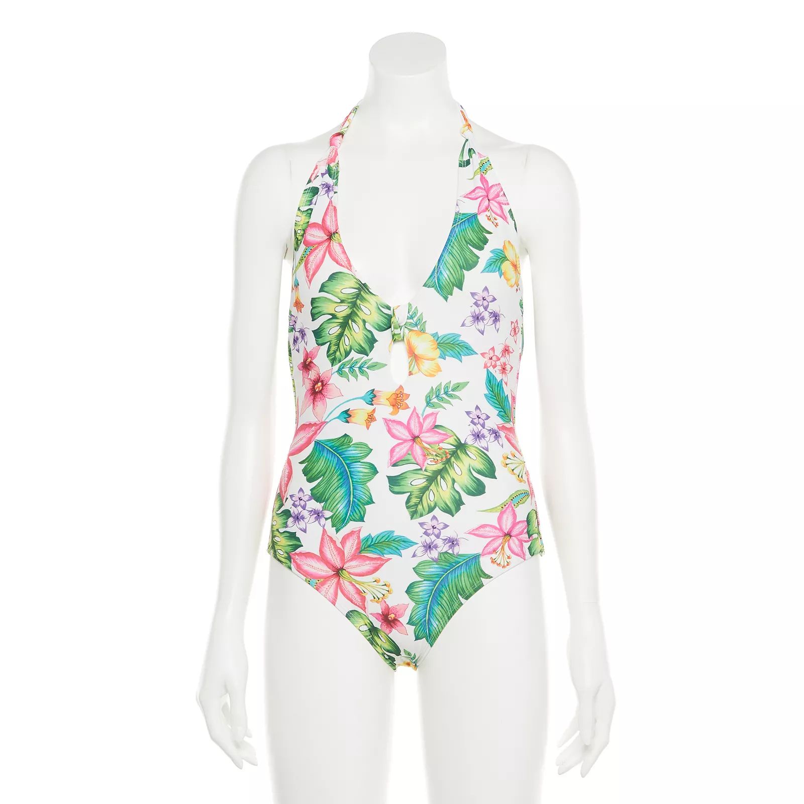 Juniors' Indigo Rein Floral Halter One-Piece Swimsuit, Adult Unisex, Size: Small, Tropical | Kohl's