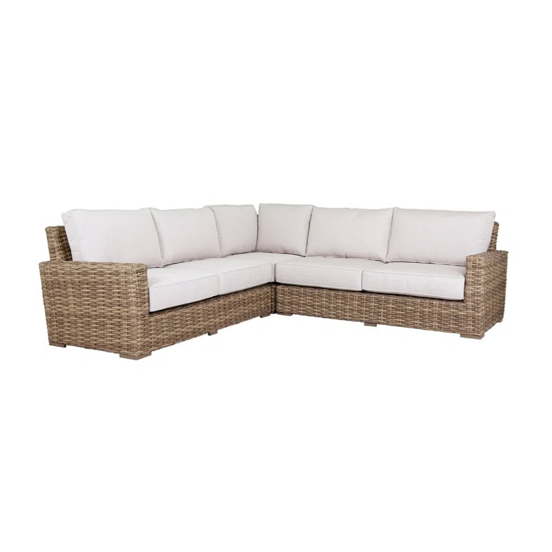 Havana 106'' High-Density Polyethylene (HDPE) Wicker Outdoor Patio Sectional with Sunbrella® Cus... | Wayfair North America