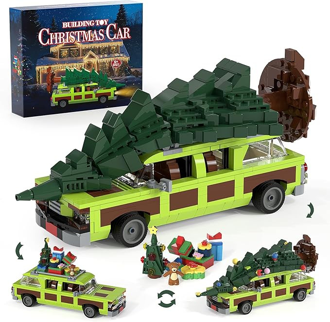 National Christmas Village Movie Building Toy Set, 4 in1 Station Wagon with Family Christmas Tree... | Amazon (US)