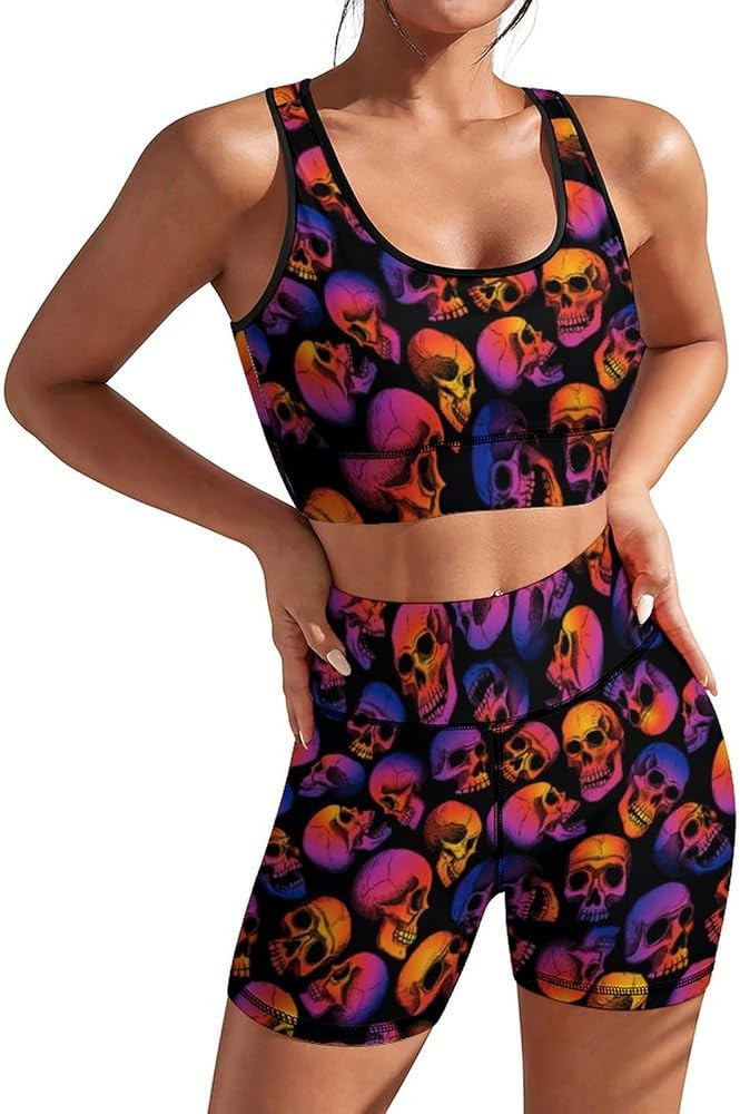 Women's Yoga Outfit, 2 Piece Set Workout Athletic Shorts Leggings And Sports Bra Set Seamless Gym... | Amazon (US)