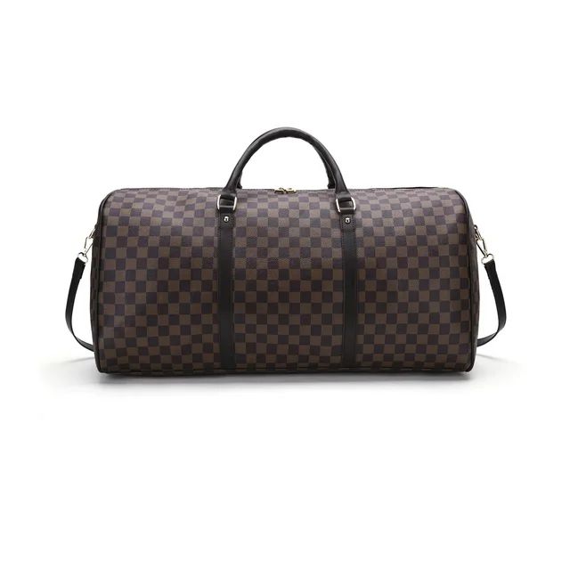 RICHPORTS Checkered Travel PU Leather Oversized Weekender Duffel Bag Overnight Handbag Gym Bag fo... | Walmart (US)