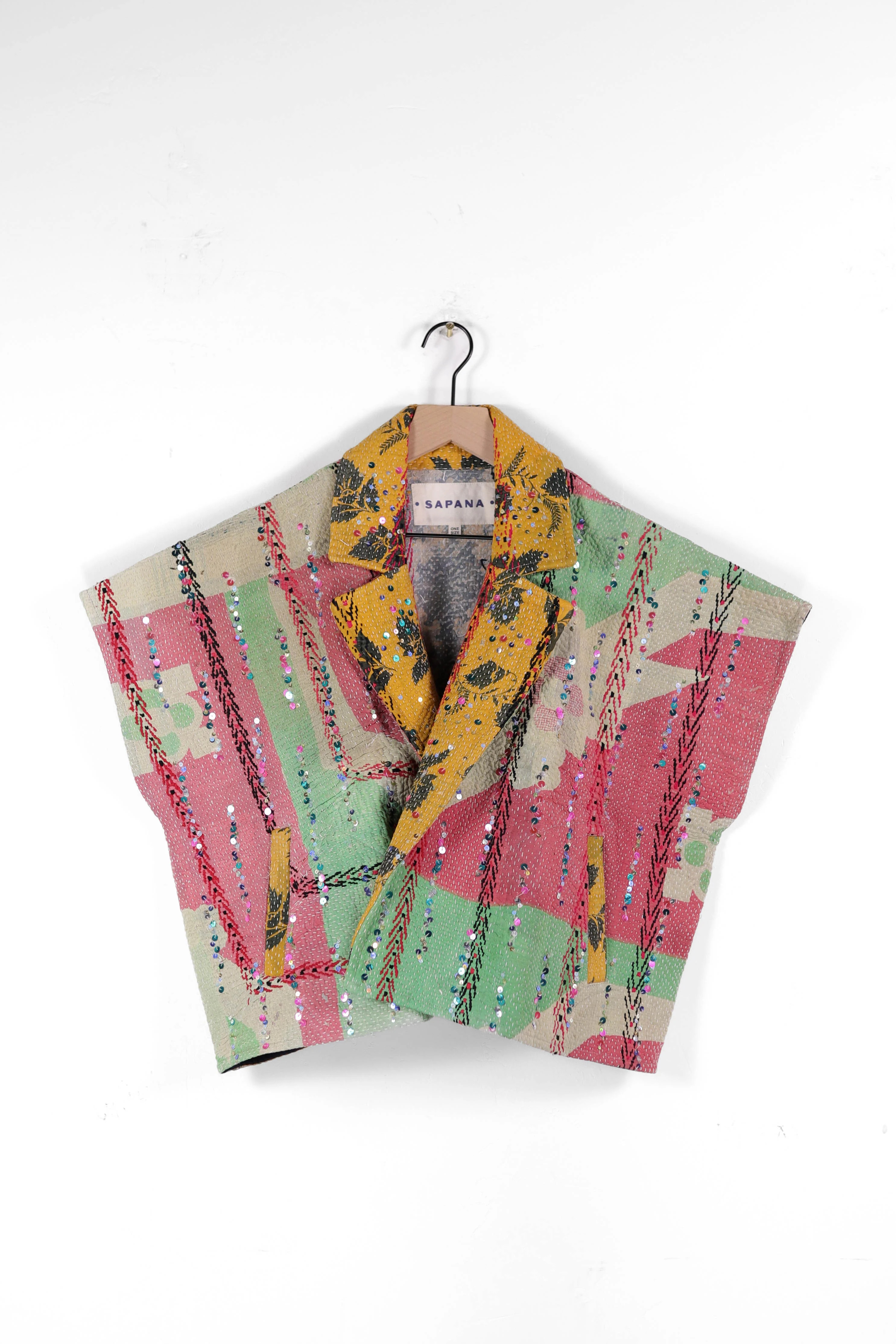 Vintage Kantha Blanket Coat The Round Top Blanket Coat | Sapana