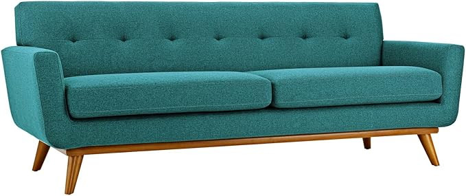 Modway Engage Mid-Century Modern Upholstered Fabric Sofa in Teal | Amazon (US)