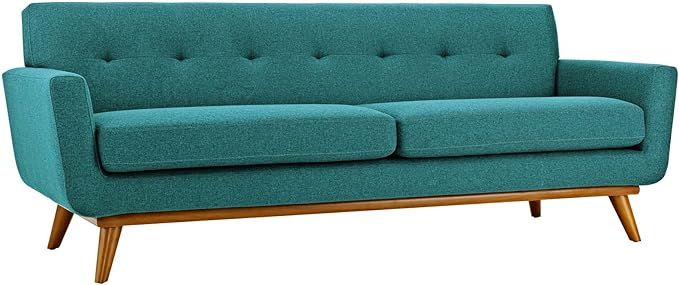 Modway Engage Mid-Century Modern Upholstered Fabric Sofa in Teal | Amazon (US)