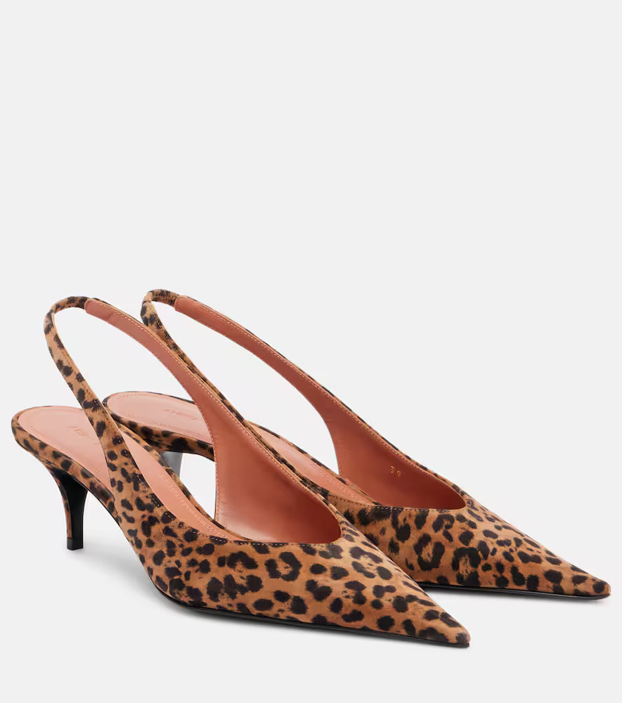 Amina Muaddi Anok 55 leopard-print suede slingback pumps | Mytheresa (US/CA)