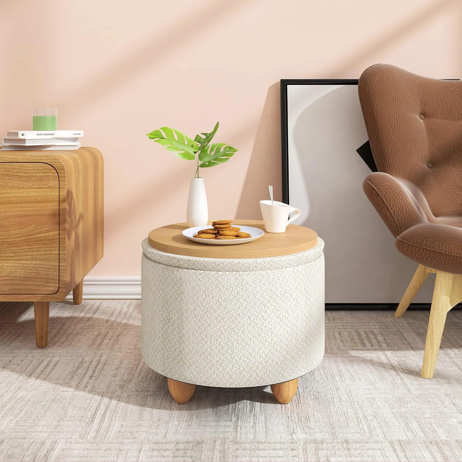Othella 39cm Wide Round Ottoman with Storage | Wayfair UK