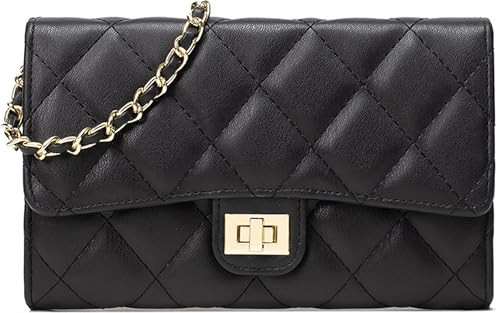 Farcauo Quilted Crossbody Bag for Ladies Small Black Purses Mini Shoulder Bag Womens Trendy Clutch Satchel Ladies Evening Purse | Amazon (US)