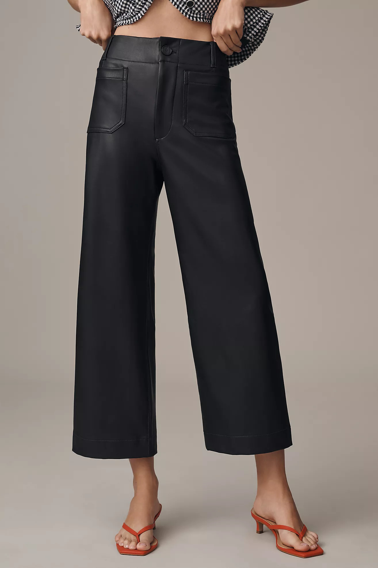 The Colette Faux Leather Crop Wide-Leg Pants by Maeve | Anthropologie (US)