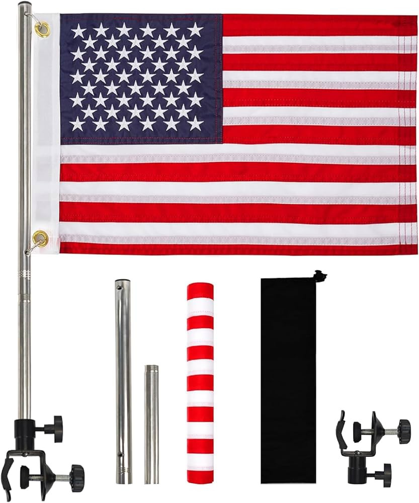 American Boat Flag Pole Kits Marine 12"x18", Stainless Steel Boat Flag Pole with 1x Storage Bag, ... | Amazon (US)
