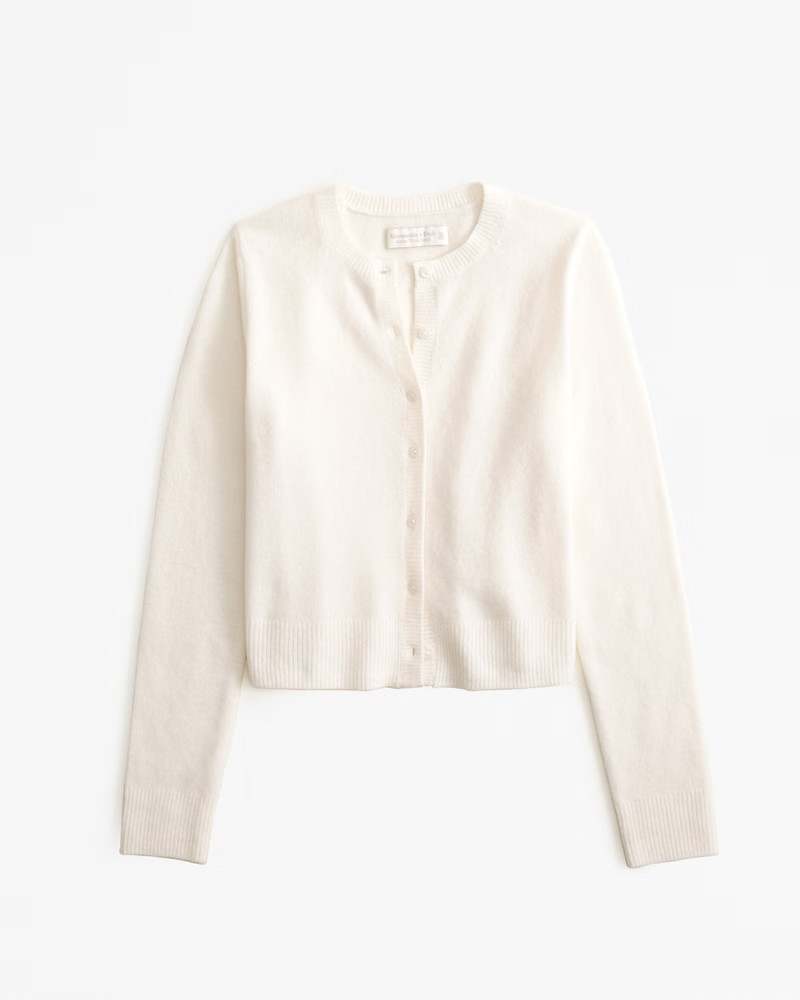 Merino Wool-Blend Slim Crew Cardigan | Abercrombie & Fitch (US)