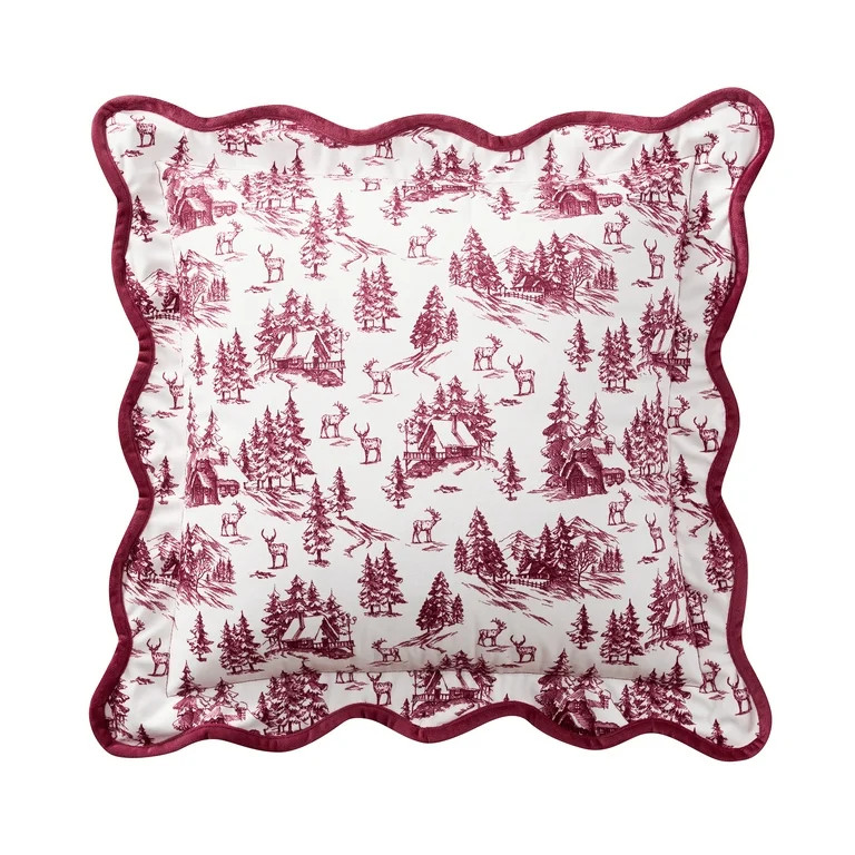 My Texas House 18" x 18" Red/Ivory Forest Toile Velvet Decorative Pillow Cover - Walmart.com | Walmart (US)