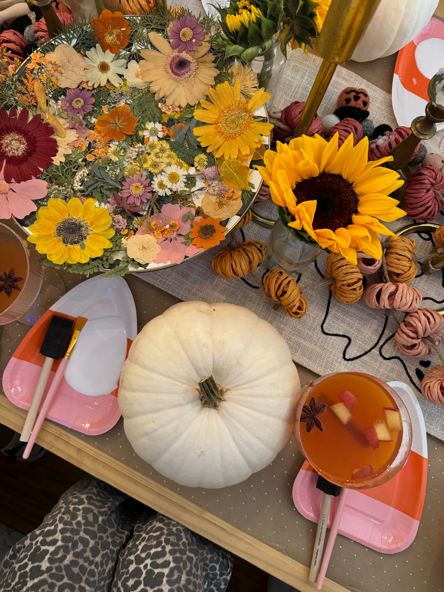 Pumpkins & Petals girls night~ linking as much as I can that I purchased on Amazon. 

Table decor and candles were from Home Goods and TJMaxx. Checkered plates are from Mackenzie’s Child. 
Pumpkins were from Home Depot. 
Table built by Mike. 

#LTKSeasonal #LTKHalloween #LTKHome