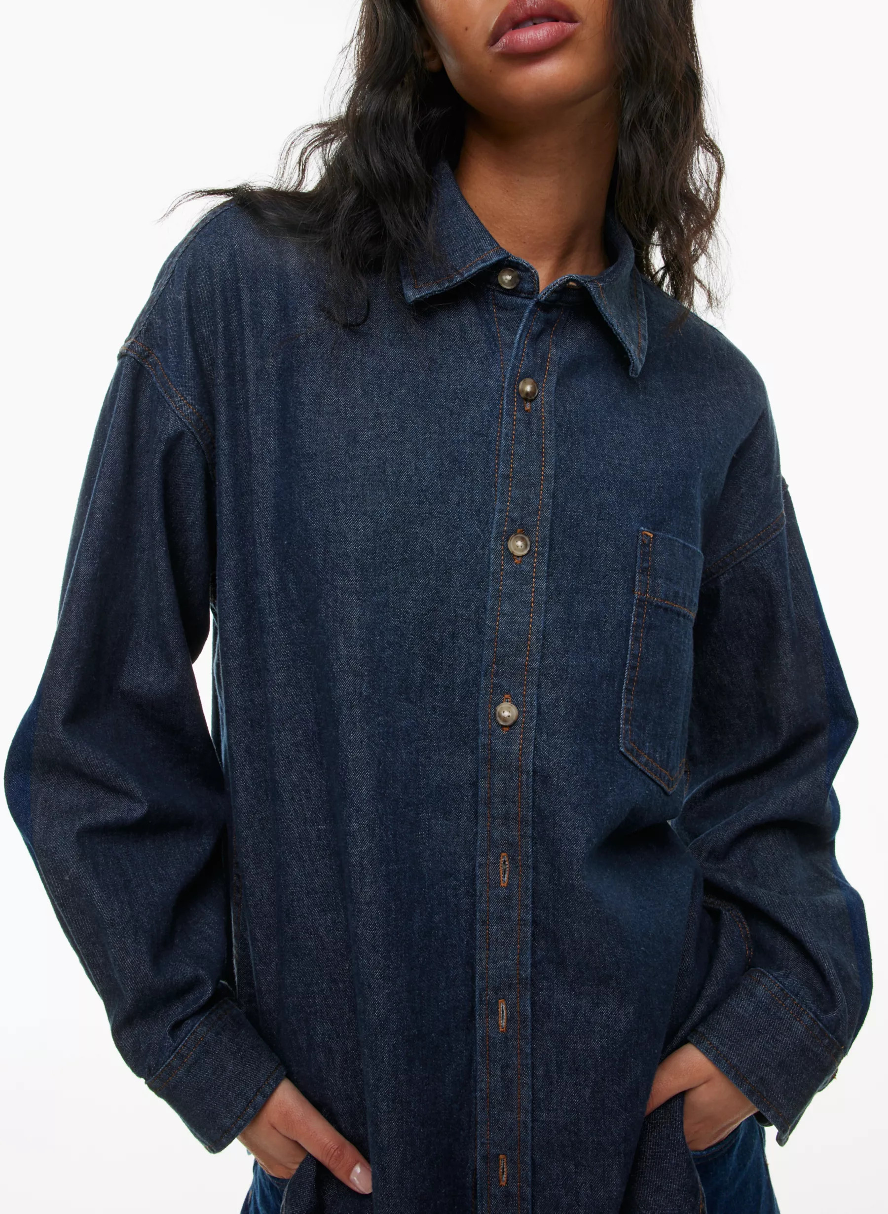 THE '80S COMFY DENIM SHIRT | Aritzia