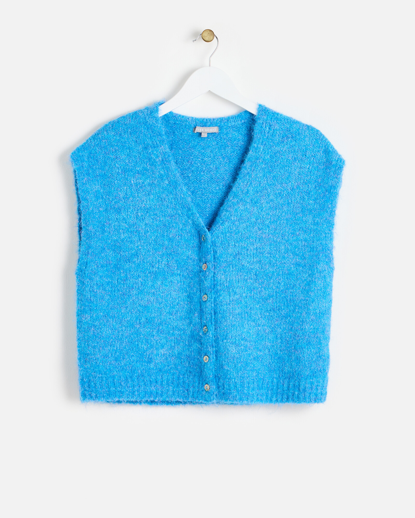 Blue Fluffy Knitted Vest | Oliver Bonas US | Oliver Bonas (Global)