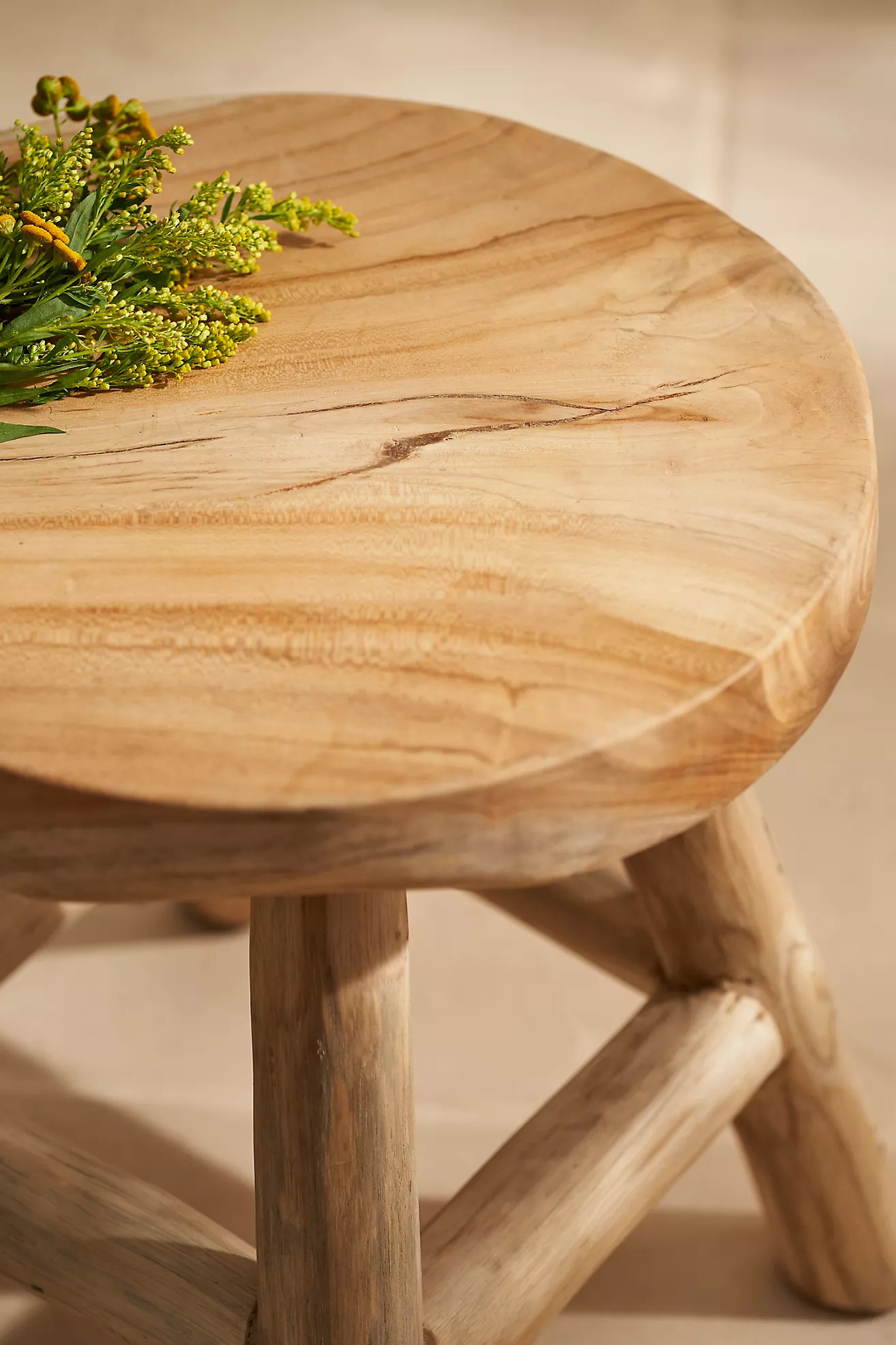 Round Teak Root Stool, Natural | Anthropologie (US)
