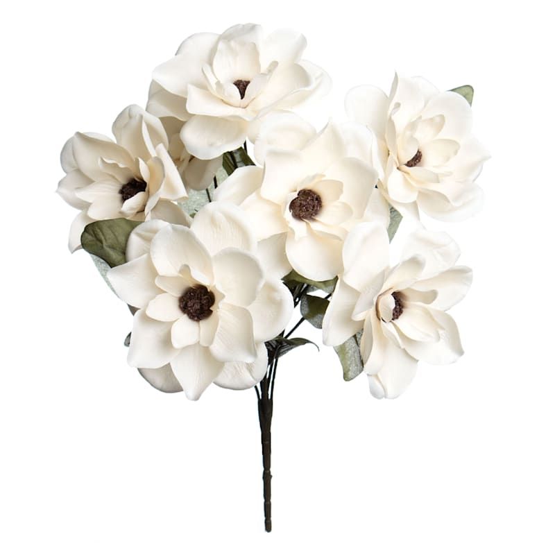 7-Head White Magnolia Floral Spray, 20" | At Home