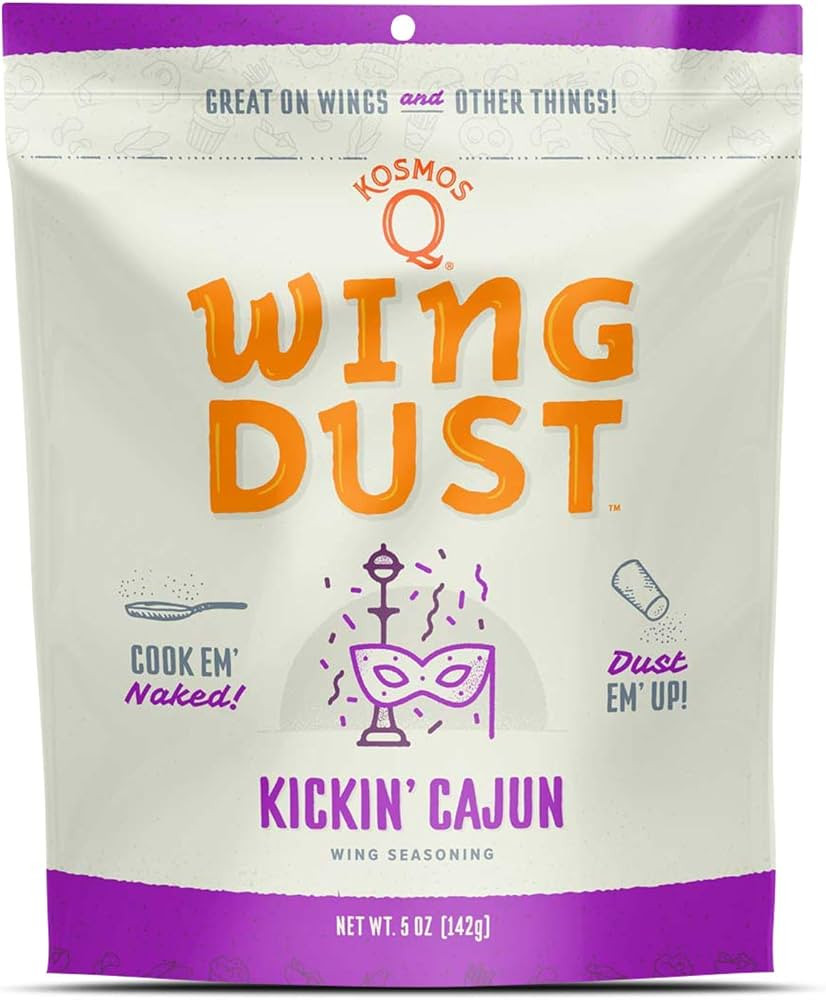 Kosmos Q Kickin’ Cajun Wing Dust - 5 Oz Bag for Wings, Popcorn & More - Dry BBQ Wings Rub with ... | Amazon (US)