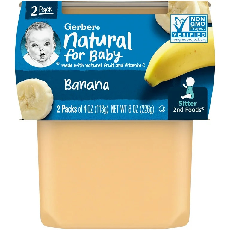 Gerber 2nd Foods Natural for Baby Baby Food, Banana, 4 oz Tubs (2 Pack) | Walmart (US)