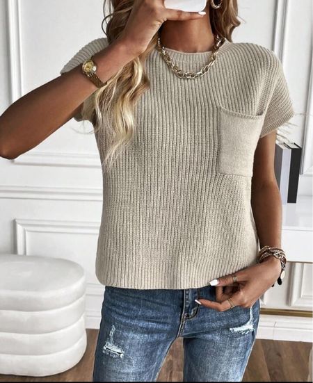 Pullover short sleeve batwing sweater at Shein! Fall tops at Shein! 