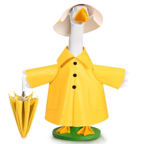 Kuscul Raincoat Goose Outfits Spring Porch Goose Outfit Summer Yard Clothes for 23" Lawn Outdoor Garden Yard Patio Geese Statue Spring Summer Decor (Yellow) | Amazon (US)