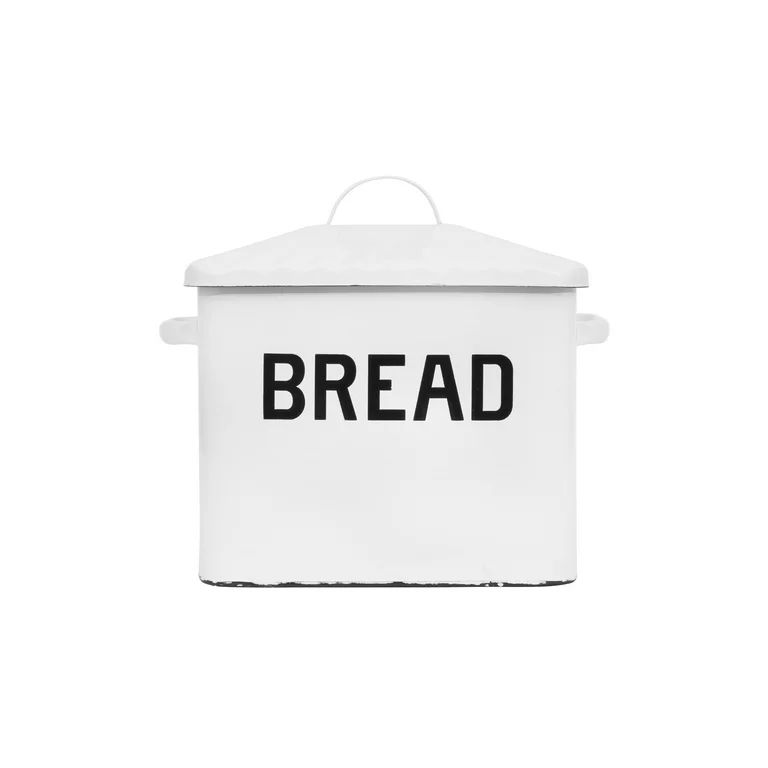 Creative Co-Op Enameled Metal Bread Box with Lid and Handles; Rustic Farmhouse Storage for Kitche... | Walmart (US)