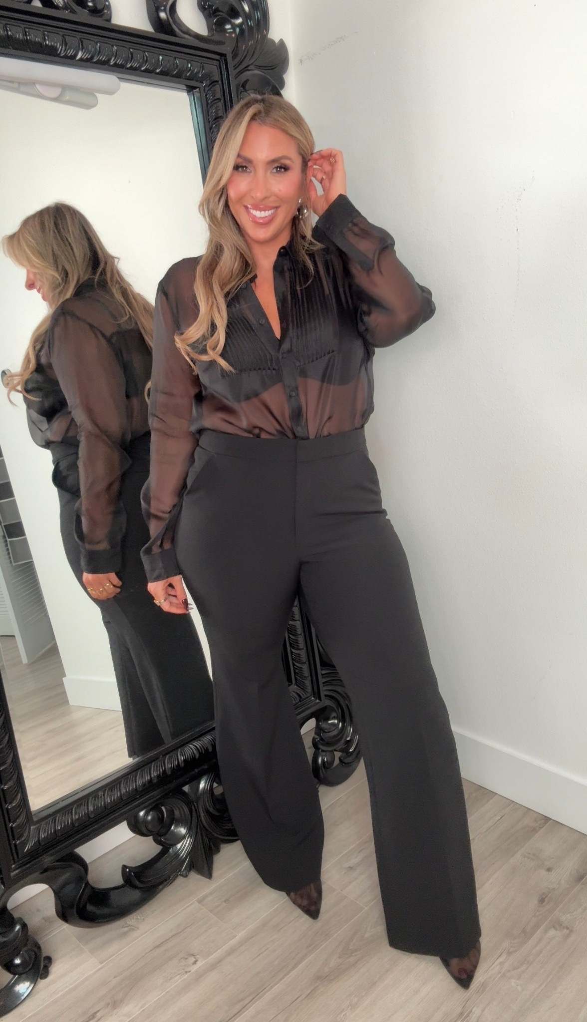 Midsize Express Pieces

Black stretch flare trousers 12Reg (they run long I did not need the long)
sheer top XL

#dresstoexpress 
#LTKStyleTip #LTKFindsUnder100 #LTKMidsize

#LTKTall #LTKShoeCrush #LTKHoliday