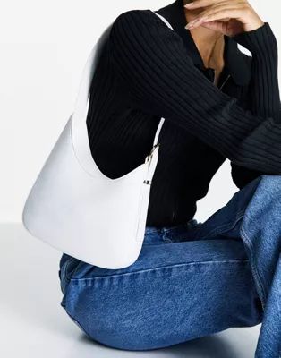 ASOS DESIGN angled shoulder bag with buckle in white | ASOS | ASOS (Global)