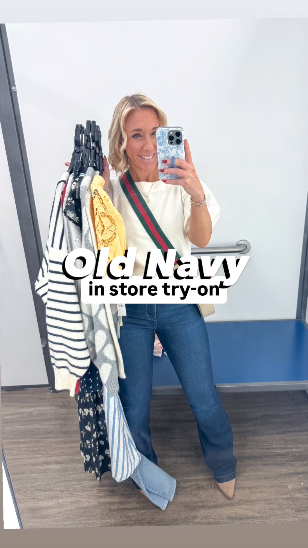 Old Navy in store try-on:
1. & 2. Heart sweater - size small. Very soft. 
3. Embellished jeans - size 2, petite. 
4. Red/pink heart cardigan -size small. 
5. Striped cardigan - size large (all they had in store).
6. Pasta Lover t-shirt - size small.
7. Polka dot skirt - size small. 
8. Floral dress - size small. 
9. Striped dress - size small.
10. Yellow top - size XS, but the small came home with me. 
11. Eyelet top - size small. 
* flare jeans - size 2, regular length. 
* my top from beginning - size XS  


#LTKSeasonal #LTKWatchNow #LTKStyleTip