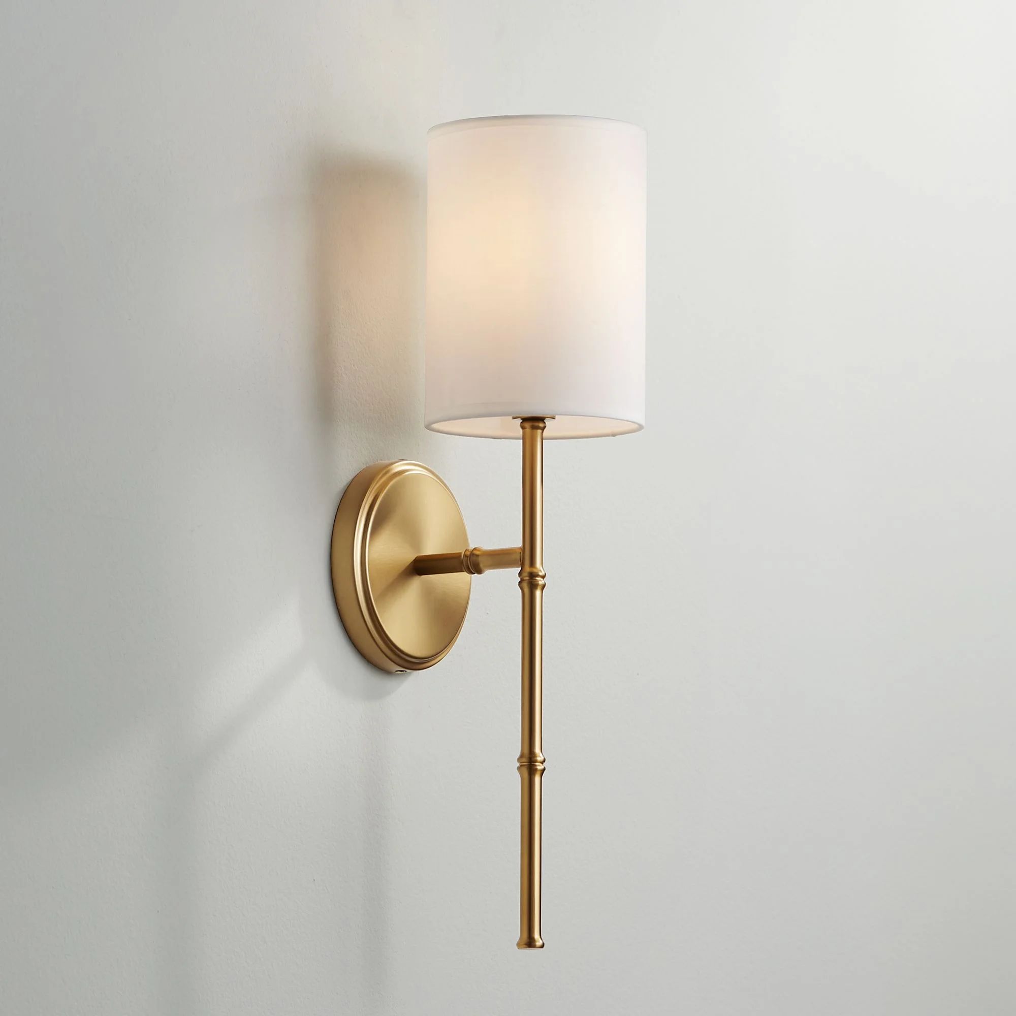 Regency Hill Abigale Modern Wall Light Sconce Brass Metal Hardwire 5" Fixture White Fabric Shade ... | Walmart (US)