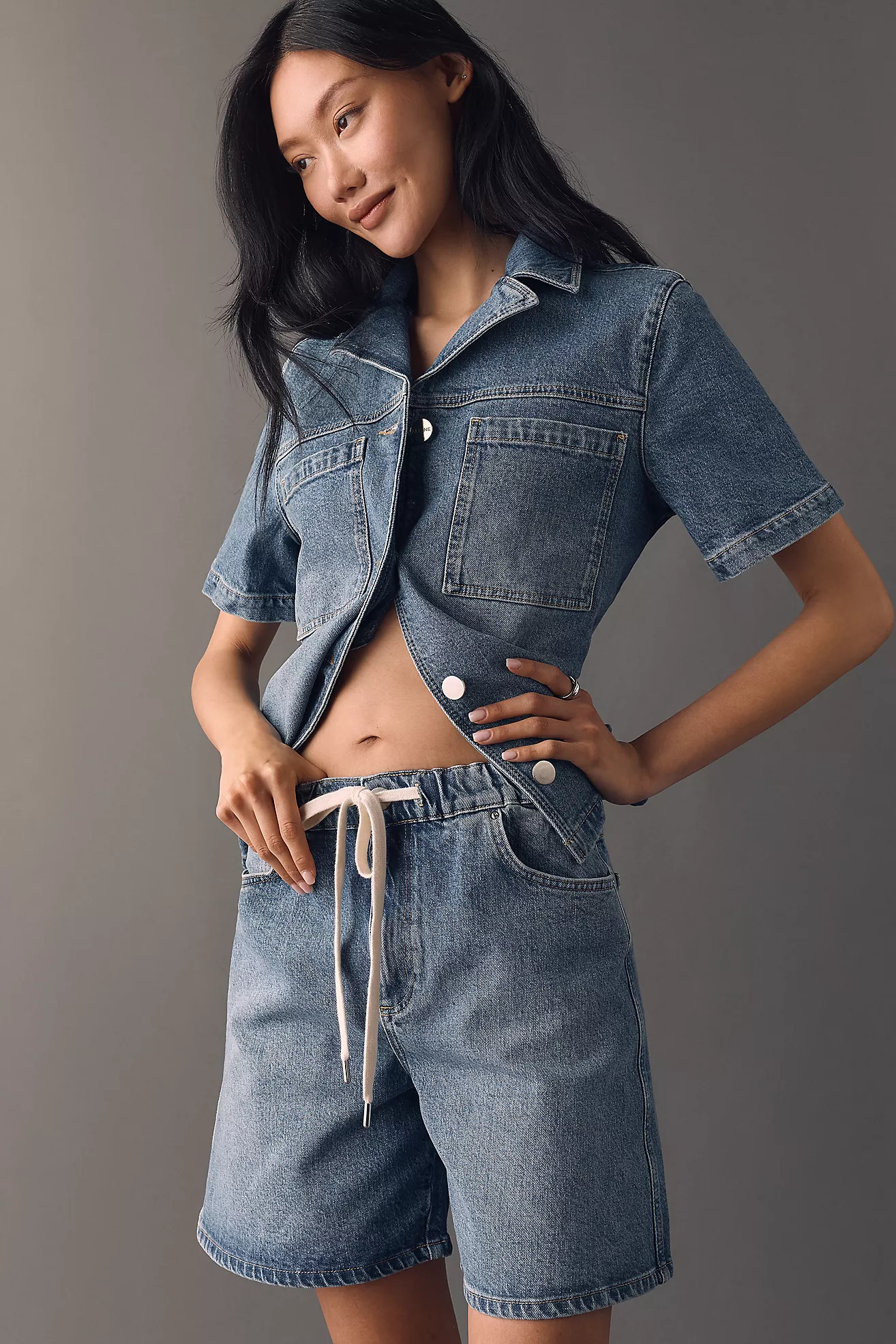 ALIGNE Lara Drawstring Denim Shorts | Anthropologie (US)