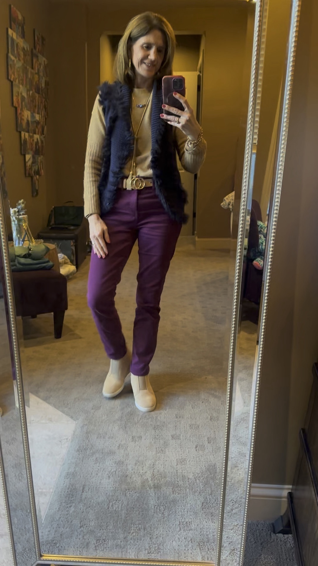 Outfit of the Day

Bonus: all these pieces are currently 30% off for a limited time. 

Just hopped on the airplane to head out for the holiday. This what I am wearing on the plane. This outfit would be perfect for travel, Thanksgiving, family pictures, the office, etc. 

Wearing a size S in sweater and a size 6 in the pants. FYI vest was from last year so will see if I can track some down and will post below. Also pants are more burgundy than purple. 

#LTKCyberWeek #LTKsalealert #LTKHoliday #LTKover40 #LTKSeasonal #LTKshoecrush #LTKbeauty