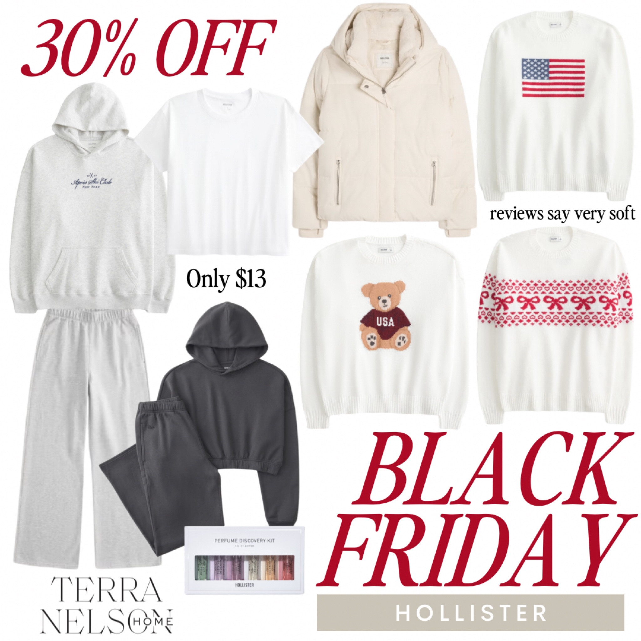 Gift Ideas / Classics at Hollister / Black Friday Deals / Gifts for Her / Sweaters / USA FLAG Sweater / Bear Sweater / Wide Leg Sweatpants

#LTKCyberWeek #LTKGiftGuide #LTKFindsUnder50