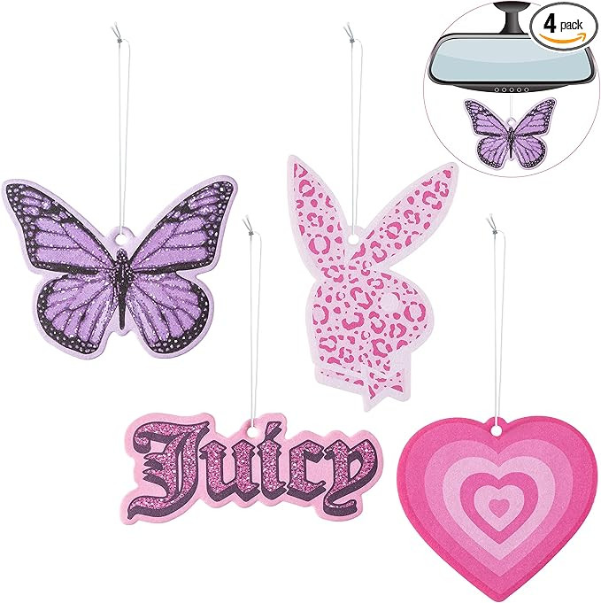 ANGOLIO 4Pcs Y2k 2000s Pink Car Air Freshener Purple Butterfly Leopard Bunny Pink Heart Fragrance... | Amazon (US)