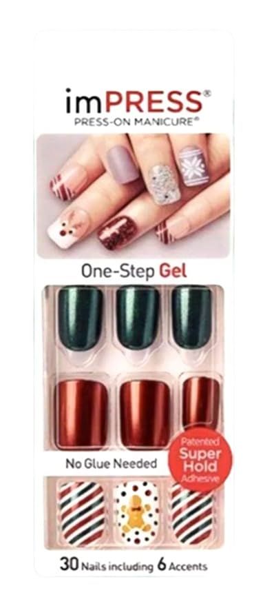 Kiss imPress Press-On Manicure Christmas Red and Green Nails 67978 Claim to Fame | Amazon (US)