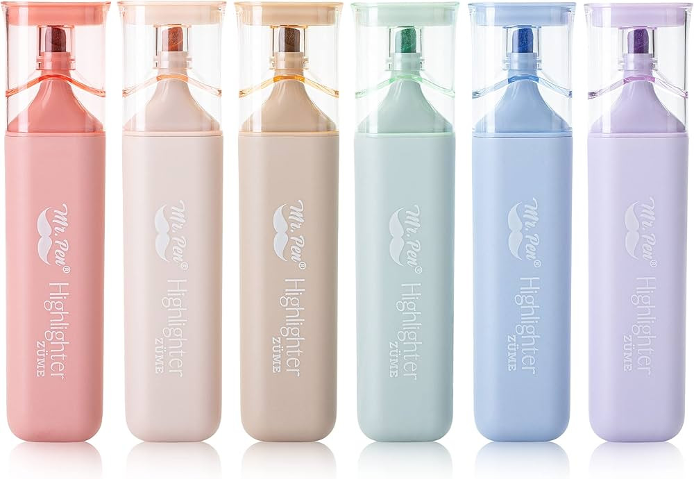 Mr. Pen- Highlighters Pastel Assorted Colors for Books, 6 Pack, Morandi Colors, Chisel Tip | Amazon (US)