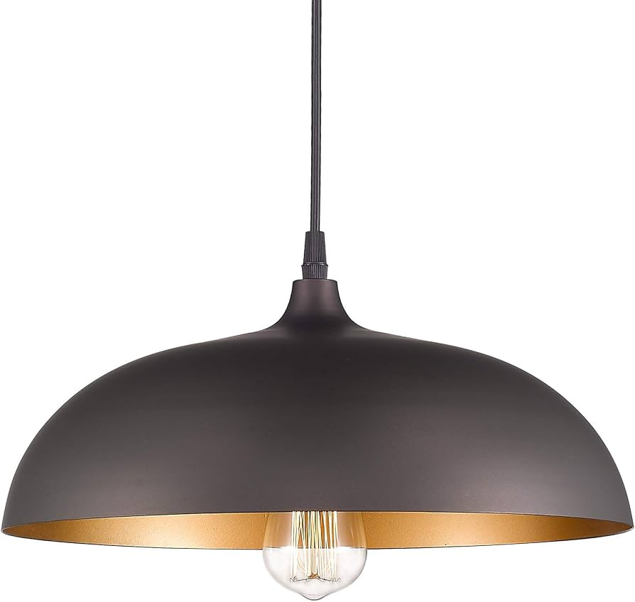 Emliviar Farmhouse Pendant Light Fixture, 1-Light Industrial Hanging Light with 14" Metal Dome Sh... | Amazon (CA)