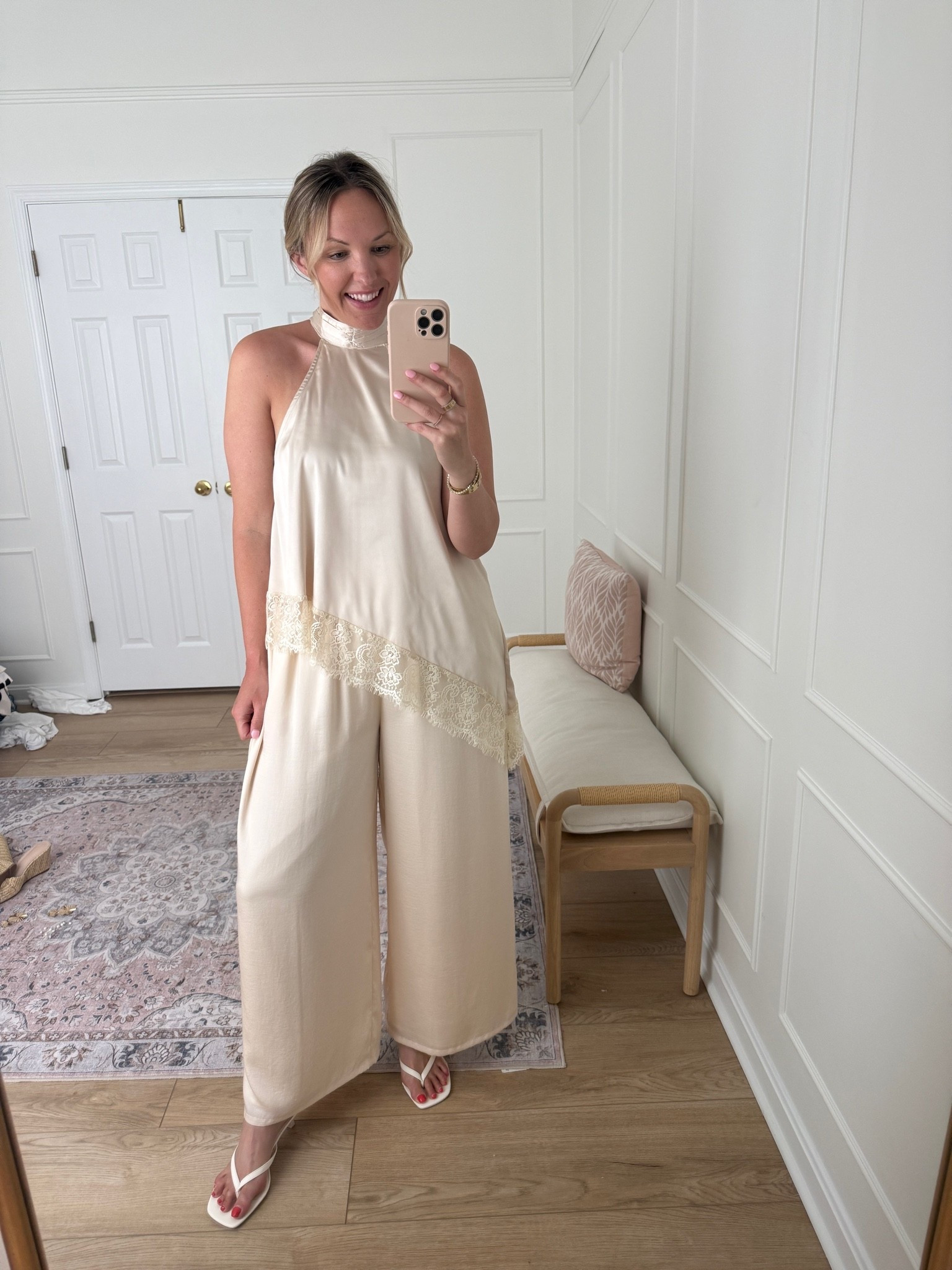 Halter top and wide leg pants - vacation outfit - date night outfit - med top and large pants