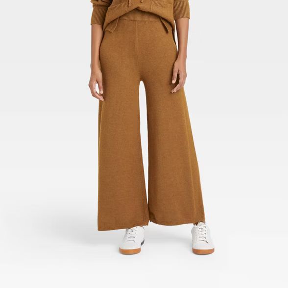 Women's Mid-Rise Wide Leg Ankle Sweater Pants - A New Day™ | Target