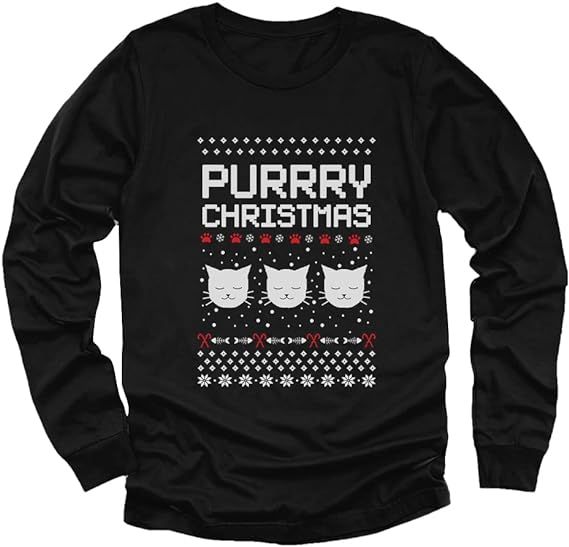Santa Claws Ugly Christmas Sweater Kids Sweatshirt Purry Cat Long Sleeve T-Shirt | Amazon (US)