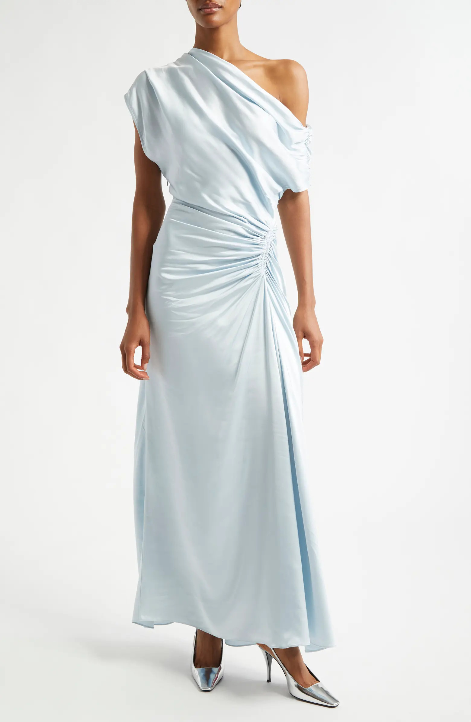 A.L.C. Penny Ruched One-Shoulder Satin Gown | Nordstrom | Nordstrom