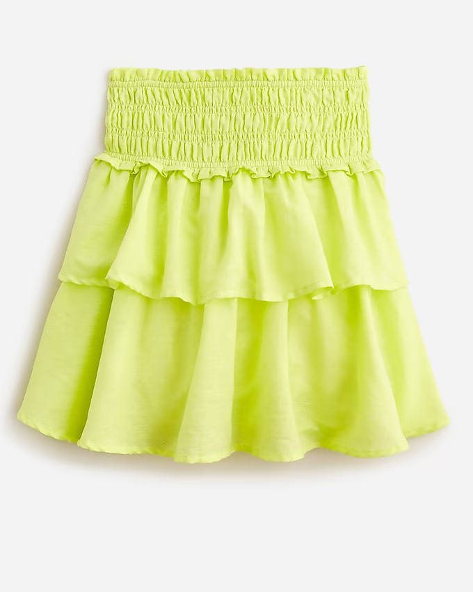 Girls' tiered smocked skirt in linen blend | J. Crew US
