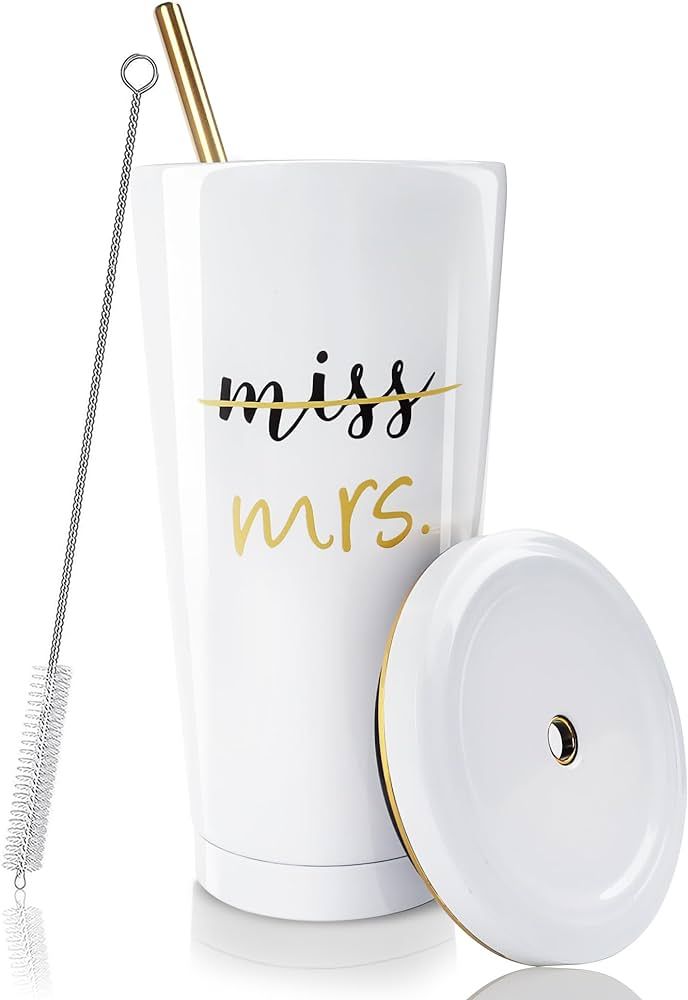 Bride Cup - 17oz Stainless Steel Bride Tumbler With Lid Brush and Straw Ideal Bride to Be Engagem... | Amazon (US)